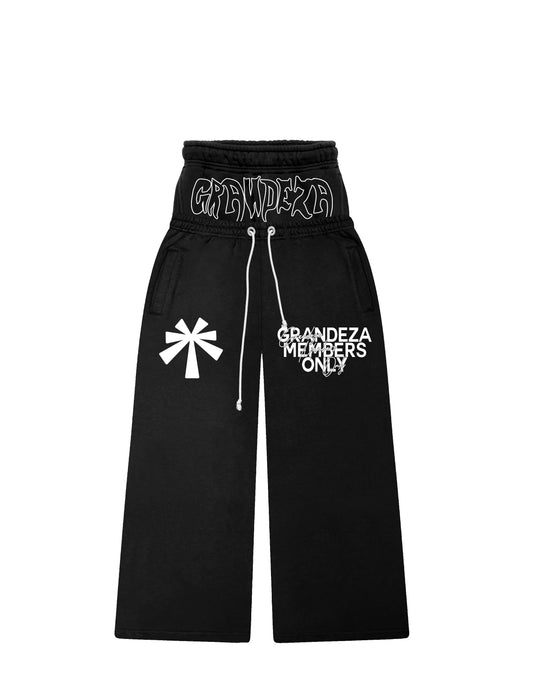 Double Waist Flare Sweatpants (Black)