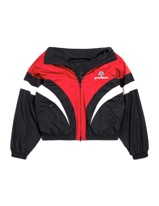 Nylon Track Jacket (Black, Red & White)