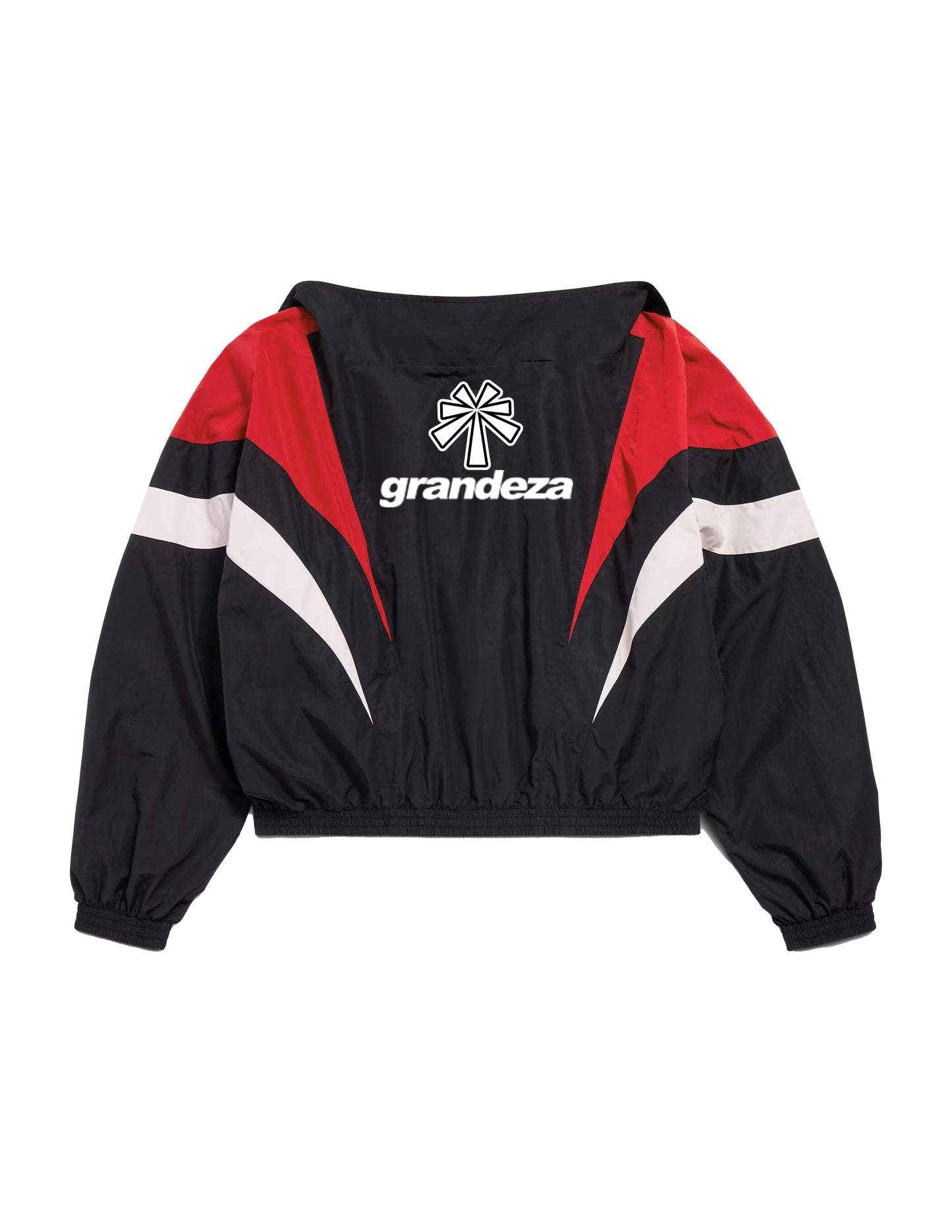 Nylon Track Jacket (Black, Red & White)